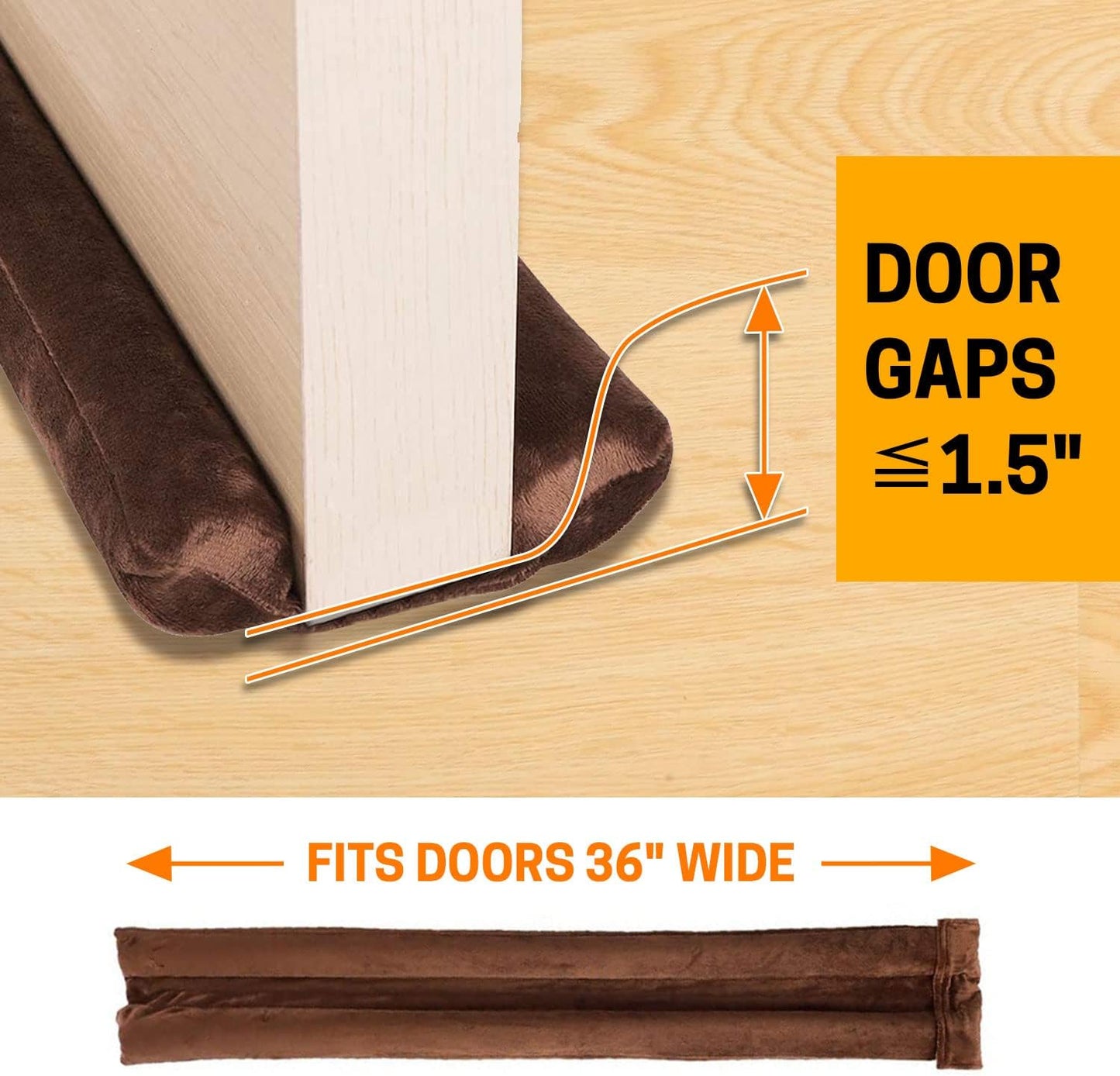 36 Inch Under Door Stopper, Door Noise Blocker | Double Sided Door Stopper, Machine-Washable