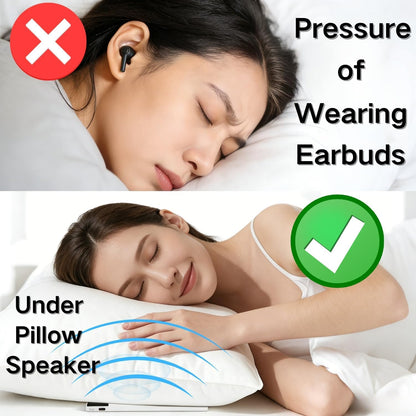 Pillow Speaker for Sleeping - Bone Conduction Under Pillow Speaker (White) | For Side Sleeper, 36 Built-in White Noise, Auto Off Timer, Portable for Home & Travel, Wireless Bluetooth, Supports TF Card