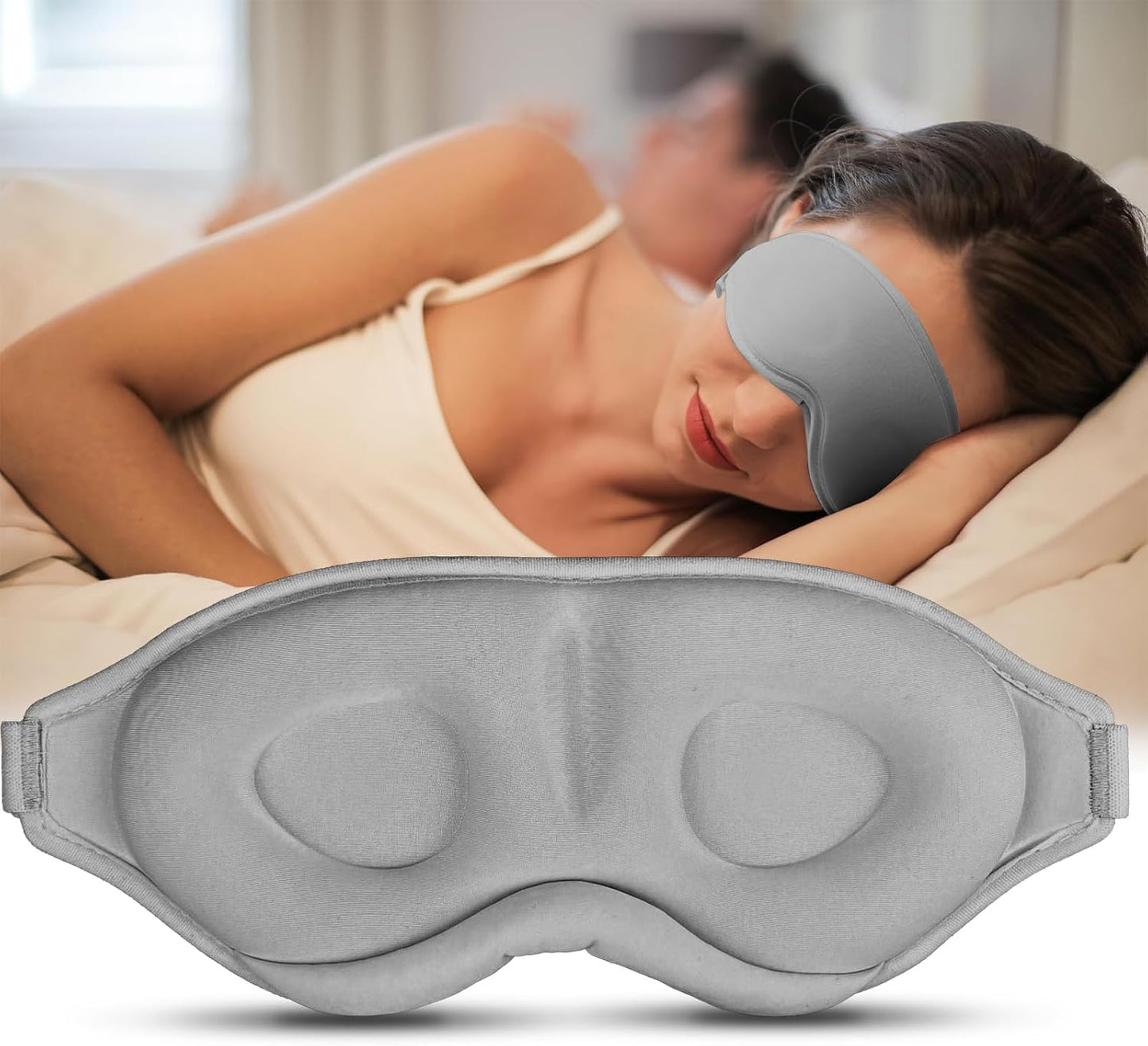 Sleep Mask for Side Sleeper Women Men, Light Blocking Eye Mask for Sleeping, 3D Contoured Cup Sleeping Mask for Zero Eye Pressure, with Adjustable Elastic Strap for Sleep Travel, Pink