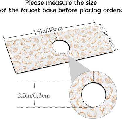 Light Brown White Checkered Kitchen Sink Splash Guard Faucet Mat,Faucet Non-Slip Absorbent Mat,Farmhouse Sink Splash Guard Behind Faucet for Kitchen Bathroom, 15"x5.5"