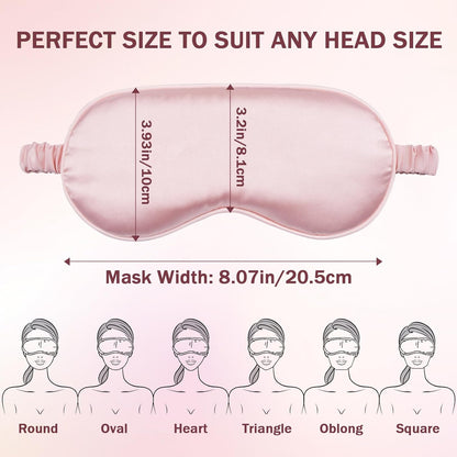 Amrules Sleep Mask Set of 2, Adjustable Silk Eye Mask for Sleeping, Soft Sleeping Eye Shade Cover for Women, Good for Blocking Light, Reducing Puffiness, Enhancing Sleep Quality (Blush Pink & Black)
