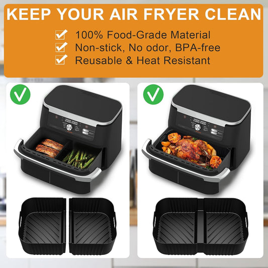 Air Fryer Silicone Liners for Ninja DZ071 7QT DualZone Megazone Air Fryer