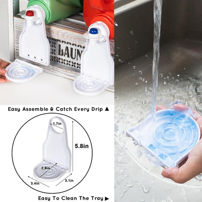 Laundry Detergent Holder with Drip Tray Catcher - Wooden Farmhouse Laundry Room Decor - Rustic Detergent Holder Accessories for New Home Storage, Space-Saving Organizers Decor Must Haves