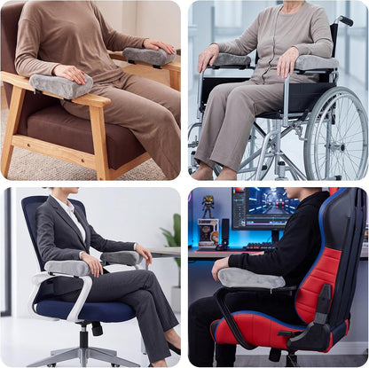 THARAHT 2pcs Ergonomic Blue Mesh Gel Memory Foam Armrest Support Pillow Anti Slip Adjustable Office Chair Games Home Wheelchairs