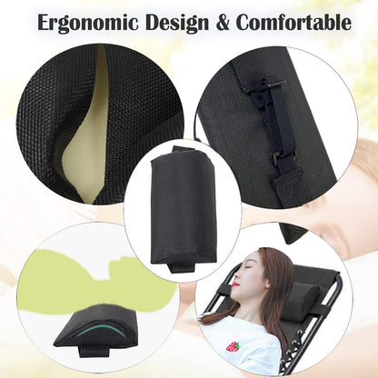 Ostlttyn Head Pillow for Lounge Chair Zero Gravity Chair Patio Lawn Recliner Chair, Large Zero Gravity Chair Cushion w/Adjustable Elastic Band, Soft Recliner Head Pillow for Indoor Outdoor