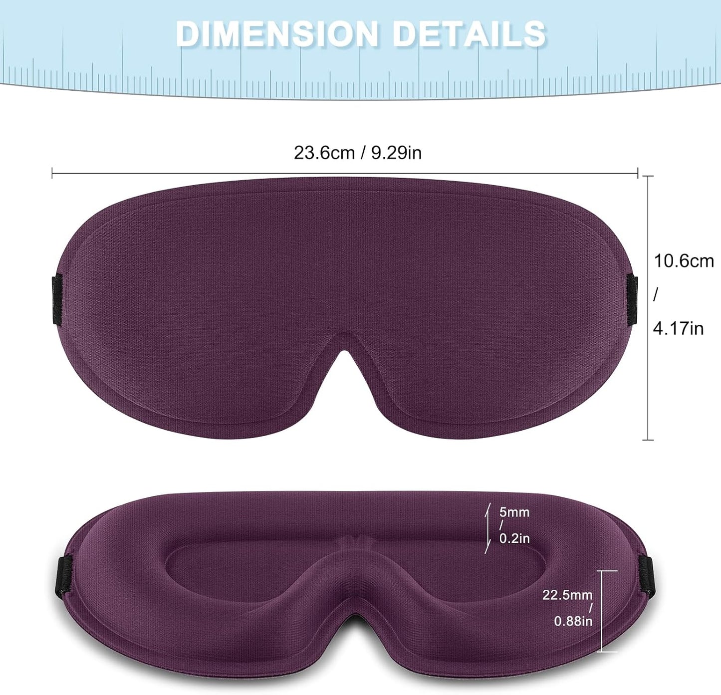 2 Pack Sleep Mask for Side Sleeper, Complete Light Blocking 3D Sleeping Eye Mask, Soft Breathable Eye Cover for Women Men, Travel, Nap, Relaxing Zero Pressure Night Blindfold (Pink+Purple)