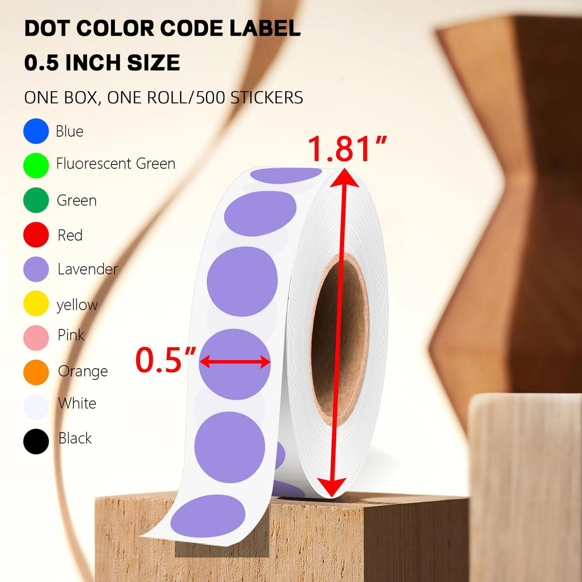 1/2 Inch Round Sticker,4 Rolls 2000Pcs Small Dot Stickers Color-Code Dots