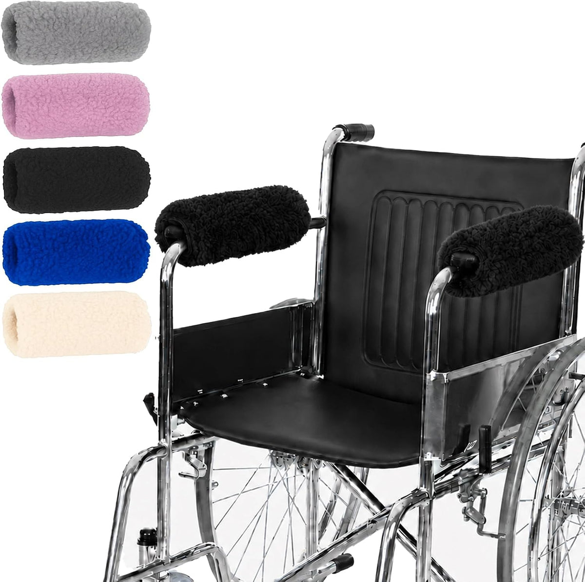 Vive Wheelchair Armrest Pads (2 PCS) - Memory Foam Sheepskin Cushion