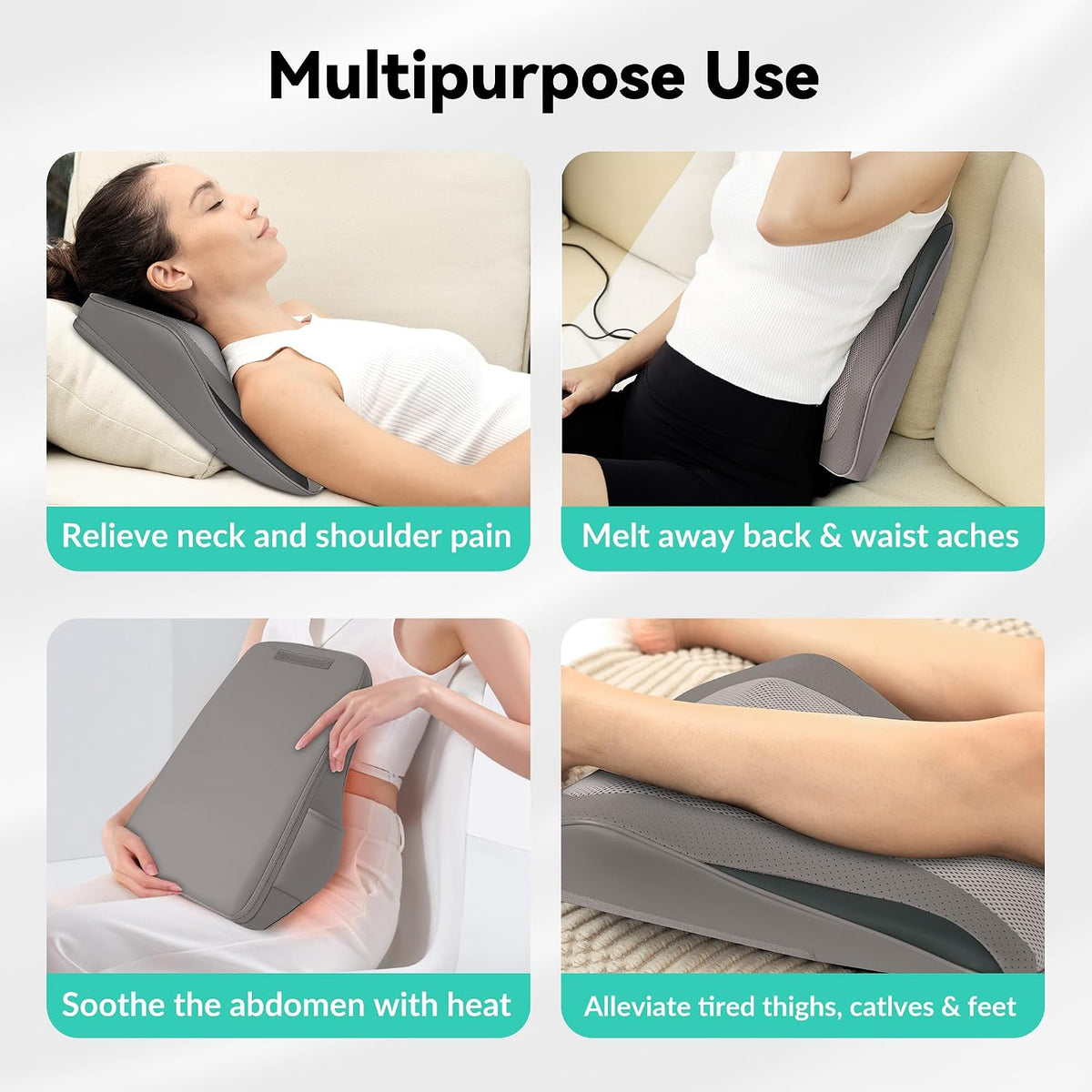 Snailax Back Massager with Heat,Shiatsu Massage Seat Cushion,8 Flexible Nodes Massage for Full Back Massage Chair Pad,Chair Massager for Office,Home Use