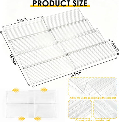 4 Pack Spice Drawer Organizer, Acrylic Spice Rack Expandable From 9" to 18", Clear Seasoning Organizer Tray for Kitchen Holds up to 24 Jars (Jars Not Included)