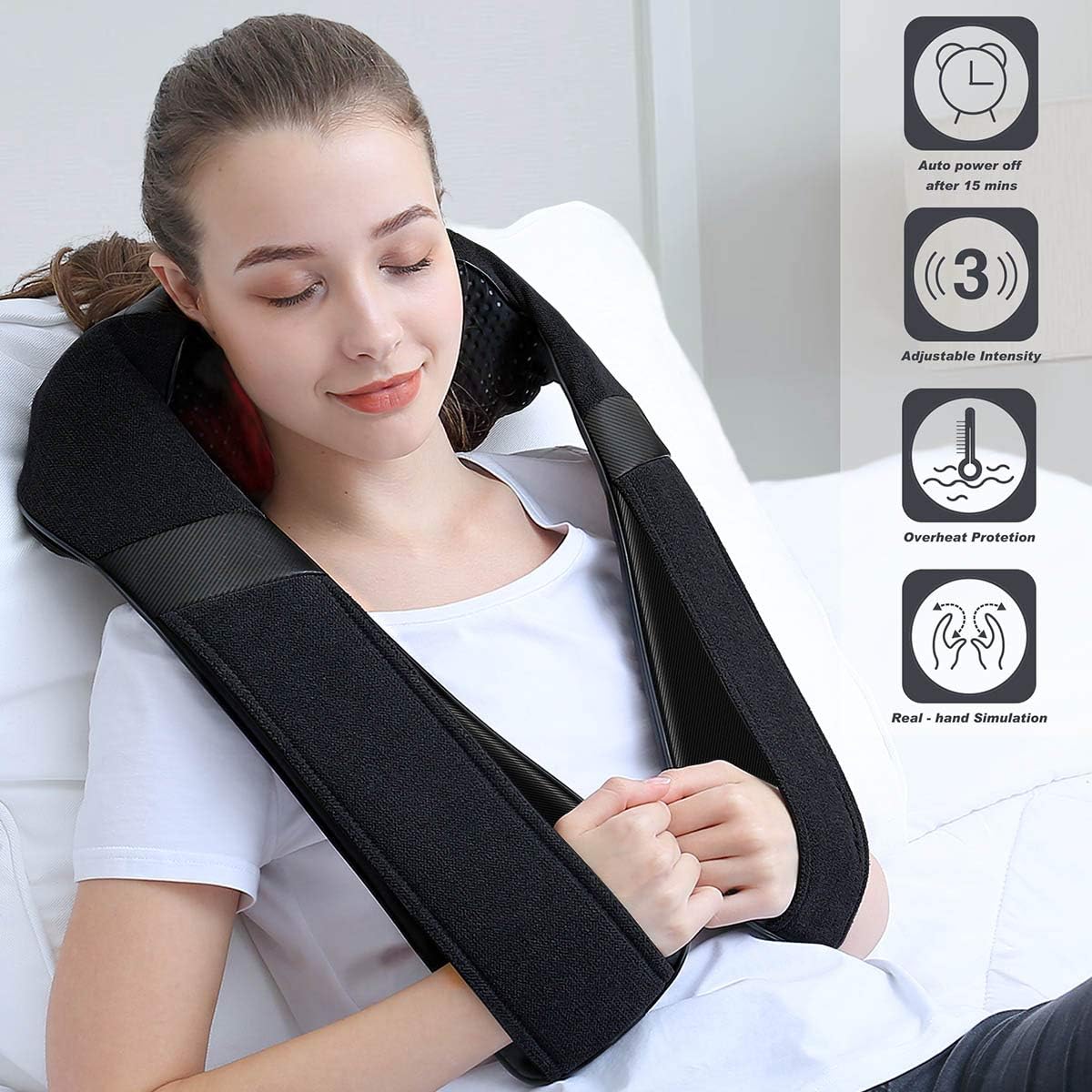 Shiatsu Neck and Back Massager with Heat for Pain Relief Deep Tissue Gifts