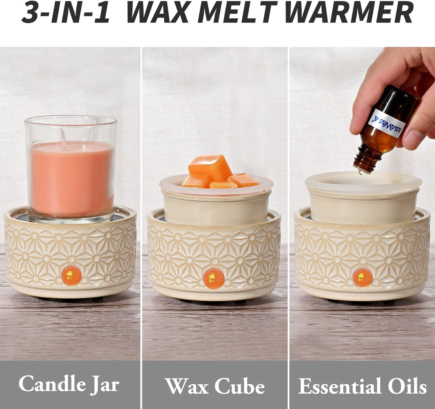 ASAWASA 2PCS Smart Candle Warmer for Large Jar, Coffee Mug Warmers, with Gravity Switch Auto Shut-On/Off, Safely and evenly Release The Aroma, Keep The Drink Warmth, Best Ideals Valentines Day Gifts