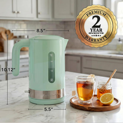 OVENTE 1.8L Electric Kettle with 1500W Fast Boiling Heater, Black KP413B | Best For Coffee or Tea, BPA-Free, Easy-Fill Lid, Water Level Window, Auto Shut-Off & Boil-Dry Protection, Removable Filter