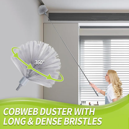IVYROLL Skinny Duster with Extension Pole for Under Furniture | Under Appliance Cleaning Tool with 3 Microfiber Dusting Cloths, Retractable Flat Duster for Under Refrigerator, Gap