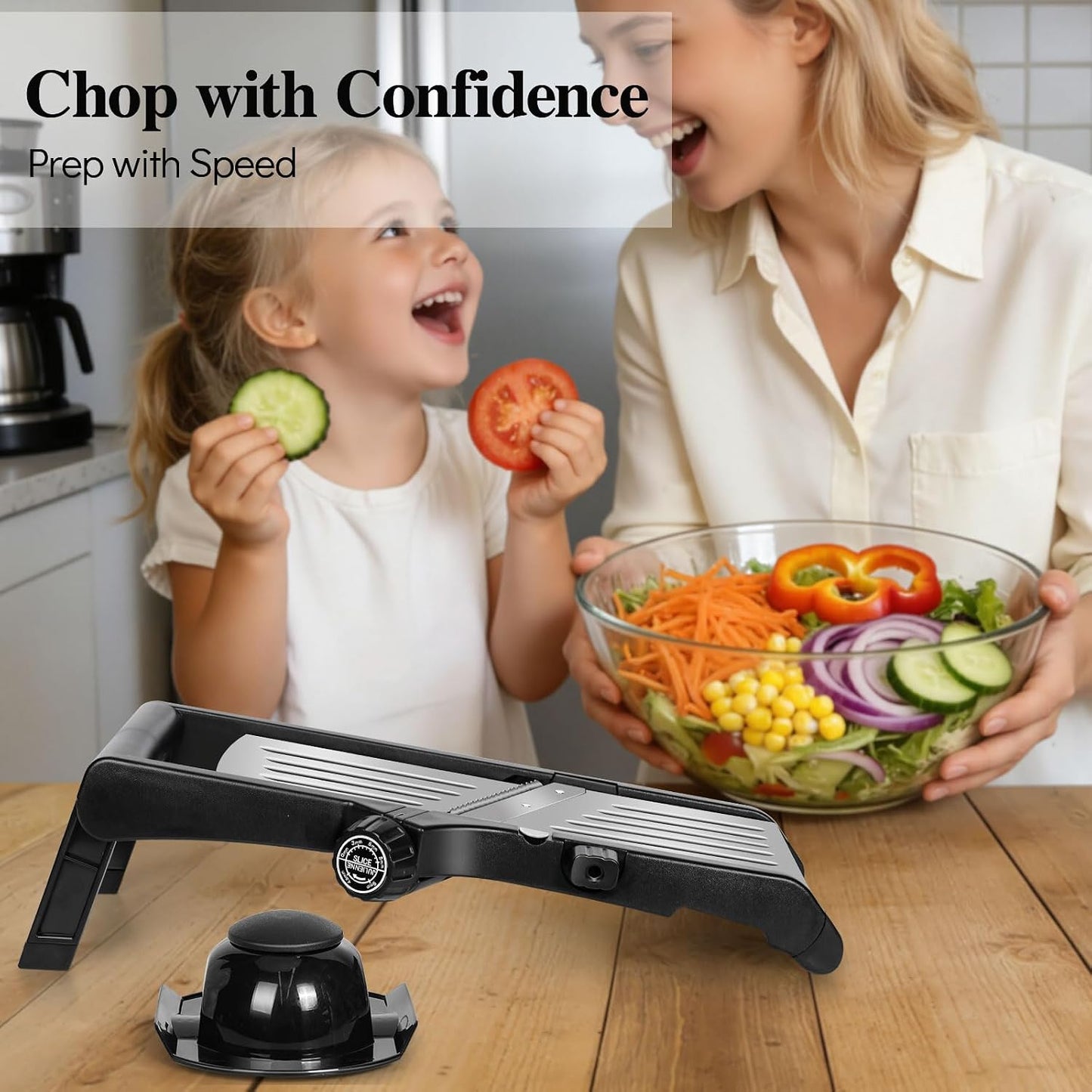 MASTERTOP Mandoline Slicer, 5 in 1 Mandoline Food Slicer, Dishwasher Safe | Stainless Steel Mandoline Slicer, Adjustable Vegetable Slicer for Fruit, Cheese, Send Cut Proof Gloves & Cleaning Brush