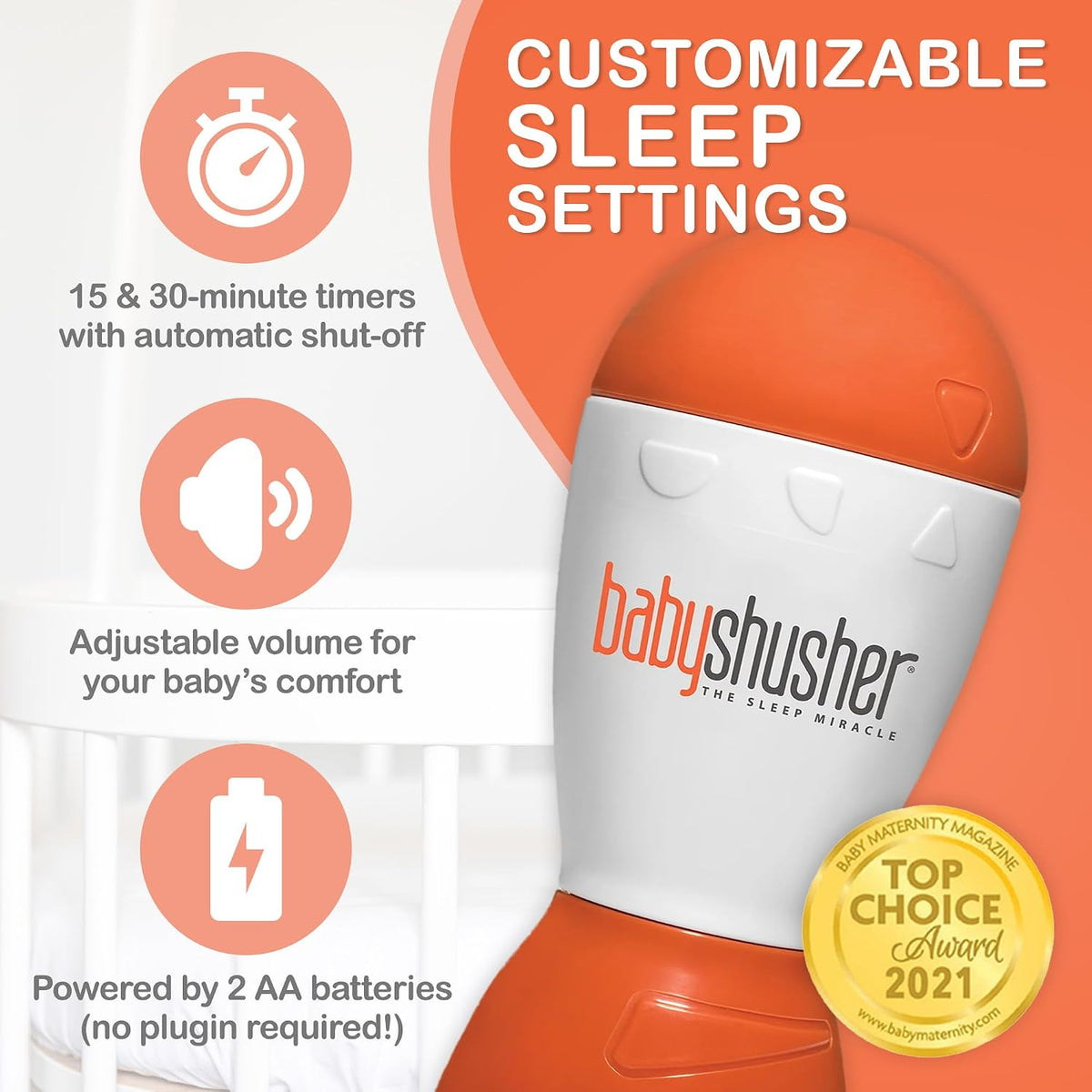 Baby Shusher Portable Sound Machine Mom-Like 'Shh!' Sound for Baby, 1 Count