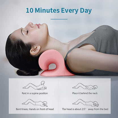 RESTCLOUD Neck and Shoulder Relaxer, Cervical Traction Device for TMJ Pain Relief and Cervical Spine Alignment, Chiropractic Pillow, Neck Stretcher (Dark Blue)