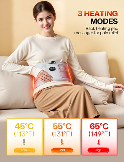 ALLJOY 10000mAh Cordless Heating Pad for Back Pain Relief FSA Eligible HSA, 67" Lower Back Massager with 3 Heat 3 Vibration, Portable Heating Pad for Cramps, Birthday Gifts for Women Men Mom Dad