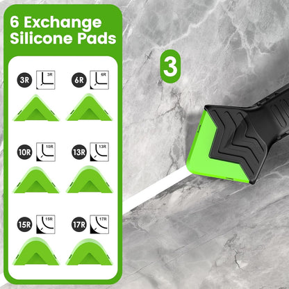 Goopreen 3 in 1 Silicone Caulking Tool Kit-Stainless Steel Caulk Remover Tool,Caulk Finishing Tool of 6 Silicone Pads,Caulk Tool Set for Kitchen Bathroom Tile Shower Window