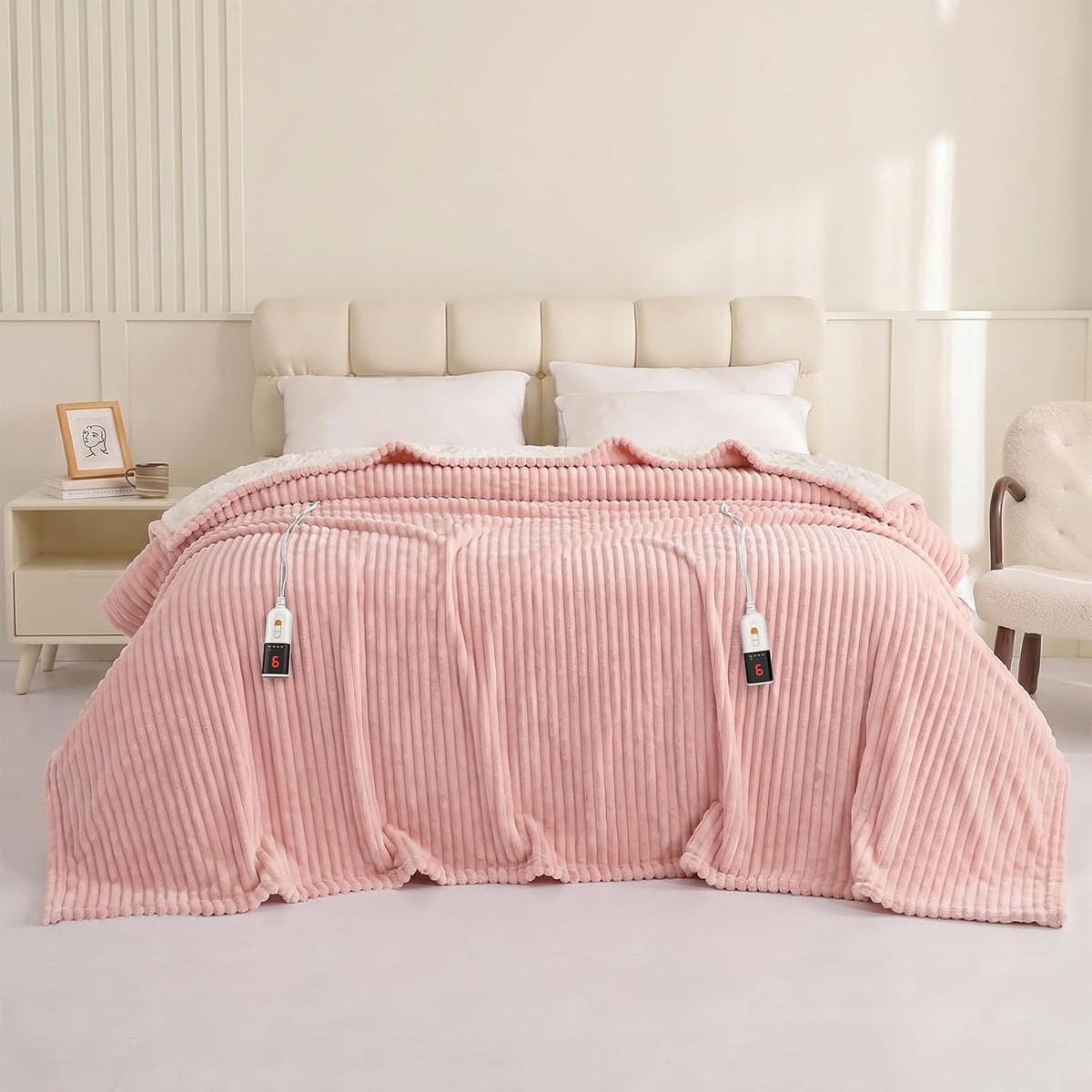 Reaks Heated Throw Blanket, 5 Heat Levels, 3 Hours Auto-Off, 50"x60", White