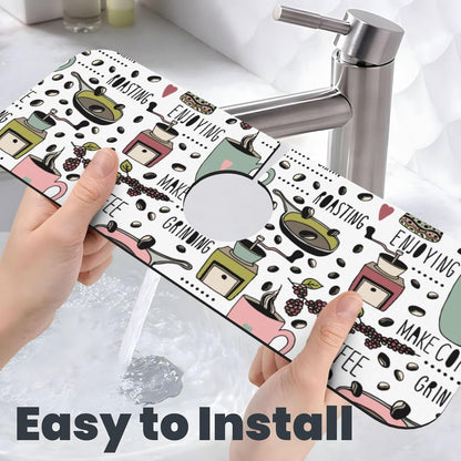 Wildflowers Floral Flower Kitchen Sink Splash Guard Faucet Mat Super Absorbent Fast Drying Mat Sink Gadgets-Fast Drying Pad Sink Mat For Kitchen Bathroom (15" X 5.5" )