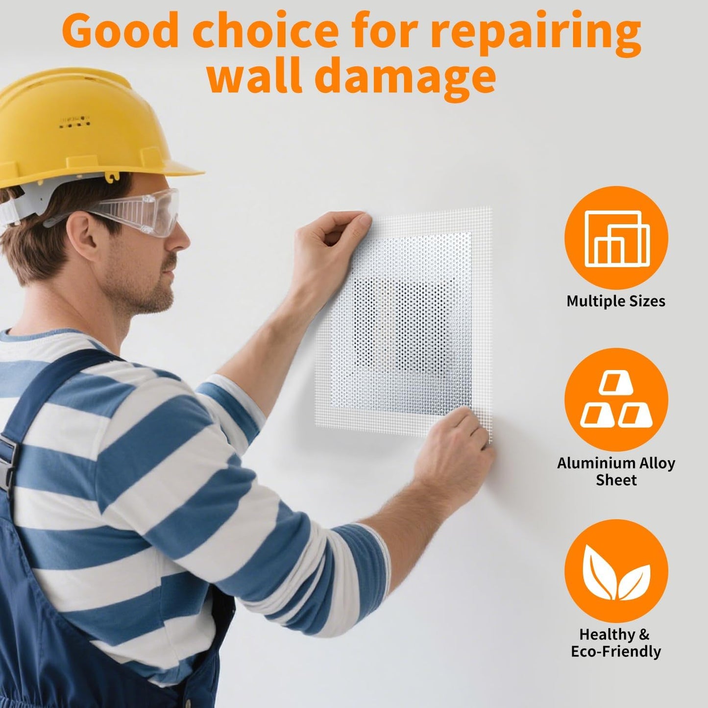 Wall Repair Patch Kit, 15 Pieces Aluminum Self-Adhesive Mesh Repair Patches for Drywall, Multiple Large Small Sizes 2/4/6/8 Inch Drywall Hole Repair Kit, Permanently Repairs Damaged Walls and Ceilings
