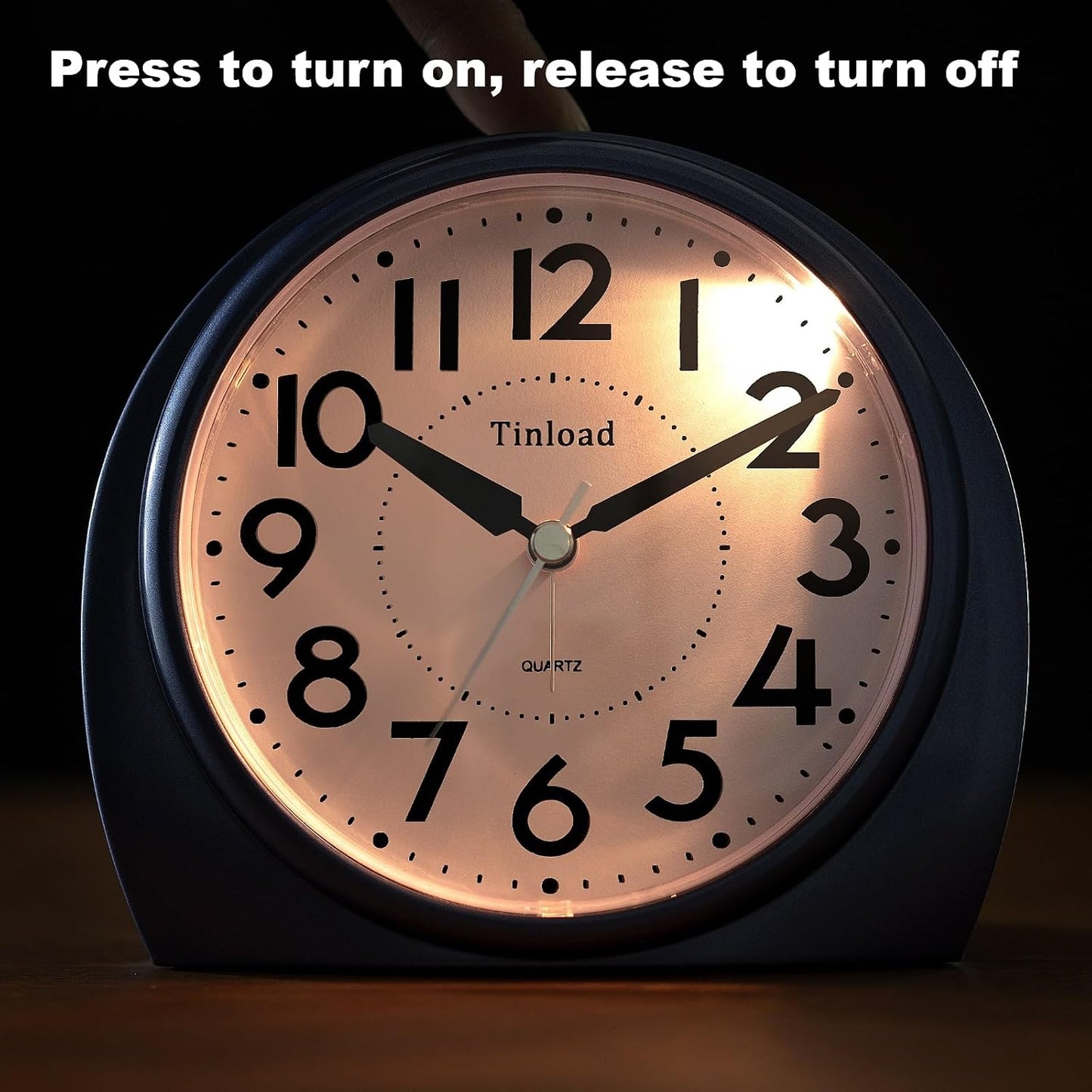 Tinload 5.5" Large Analog Alarm Clock Silent Non Ticking, Gentle Wake, Beep Sounds, Increasing Volume, Battery Operated Snooze and Manual Light, Easy Set