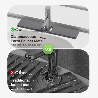 Premium Stone Faucet Mat for Kitchen Sink, 30" x 4" White | Quick Drying & Water Absorbent, Sink Splash Guard Tray for Prevents Moisture Buildup