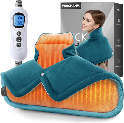 VAAGHANM Heating Pad: Electric Weighted Instant Heat Pad for Neck & Shoulders & Back -6 Heat Options & 6 Auto Timer Mode -for Office/Home/Post-Workout