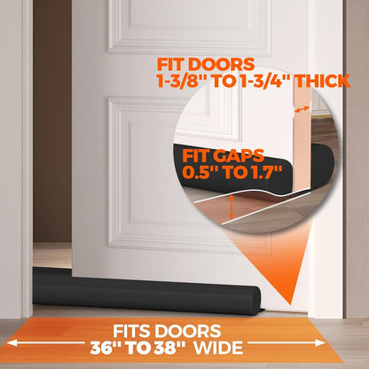 Holikme Under Door Draft Stopper Door Seal Gap Filler Weather Stripping | 36 Inch Soundproofing Noise Blocker Window Breeze Adjustable Draft Blocker for Bottom of Door Stop Light, Air, Dust, Gray