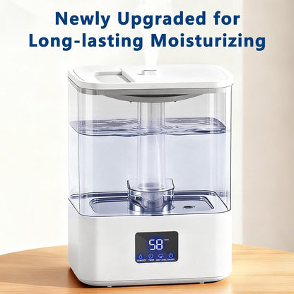 KZF 4L Top Fill Humidifiers for Bedroom & 60H Runtime - Cool Mist Humidifier, 3 Mist Levels, 8H Timer, Essential Oil Tray, Humidity Display, Quiet for Bedroom, Baby, Plants, Large Room