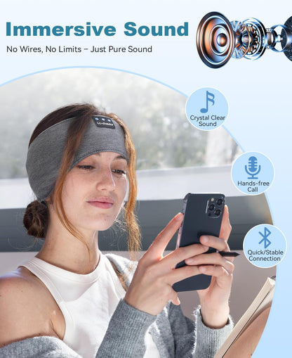 LC-dolida Sleep Headphones Bluetooth 5.4, Headband Headphones Earphones Wireless, Sleep Mask for Gifts,Workout,Jogging,Yoga(Purple)