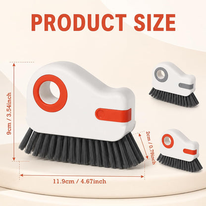2 PCS Groove Cleaning Brush, Non-Shedding Gap Cleaner Tools | 2 in 1 Window Track Cleaning Brush with Hard Bristle and Hidden Scraper Shutter for Window Track, Kitchen Tile, Car Interior