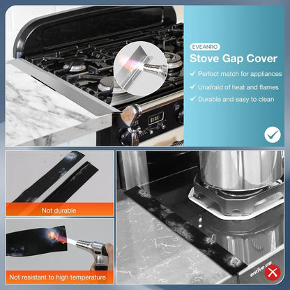 2PCS Kitchen Stove Counter Gap Covers Stainless Steel (13.8"-27.5" Black) | Cooktop Trim Kit, Stove Gap Guards, Oven Gap Filler, Easy to Clean, Heat Resistant & Effectively Protect Stove Gap Filler