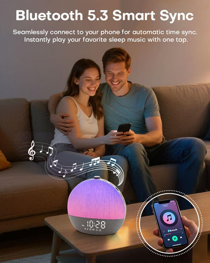 Sunrise Alarm Clock, White Noise Sound Machine, Sunlight Alarm Clocks for Bedrooms, 9 Natural Wake Up RGB Night Light, 30 Soothing Sounds for Heavy Sleepers, Baby, Kids, Adults