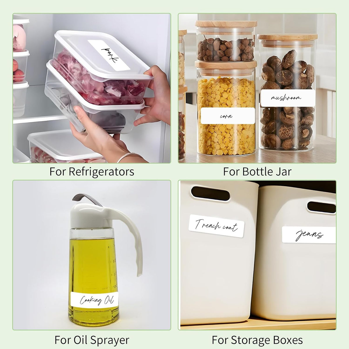1000 Freezer Labels, 1 x 3 Inch Removable Food Labels, White