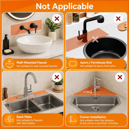 24 Inch Silicone Faucet Mat for Kitchen Sink Splash Guard, W/Sink Baffle | BPA-free silicone, Heat-resistant, non-slip, and built to withstand daily kitchen use, dishwasher safe and simple to rinse