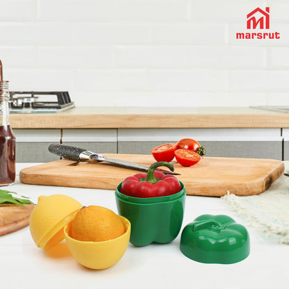 5 Pcs Vegetable Keeper for Refrigerator, Tomato Onion Storage Container, Garlic Pepper Lemon Fridge Saver Holder, Fruit Food Kitchen Box with Lid, Reusable Veggie Lime Fresh Organizer BPA Free