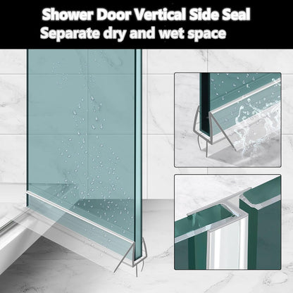 Shower Door Bottom Seal 2-Pack, 36"(914mm) Long PVC Strips with Drip Rail for 5/16"(8mm) Glass Door, Prevent Water from Spilling and Keeps The Room Clean