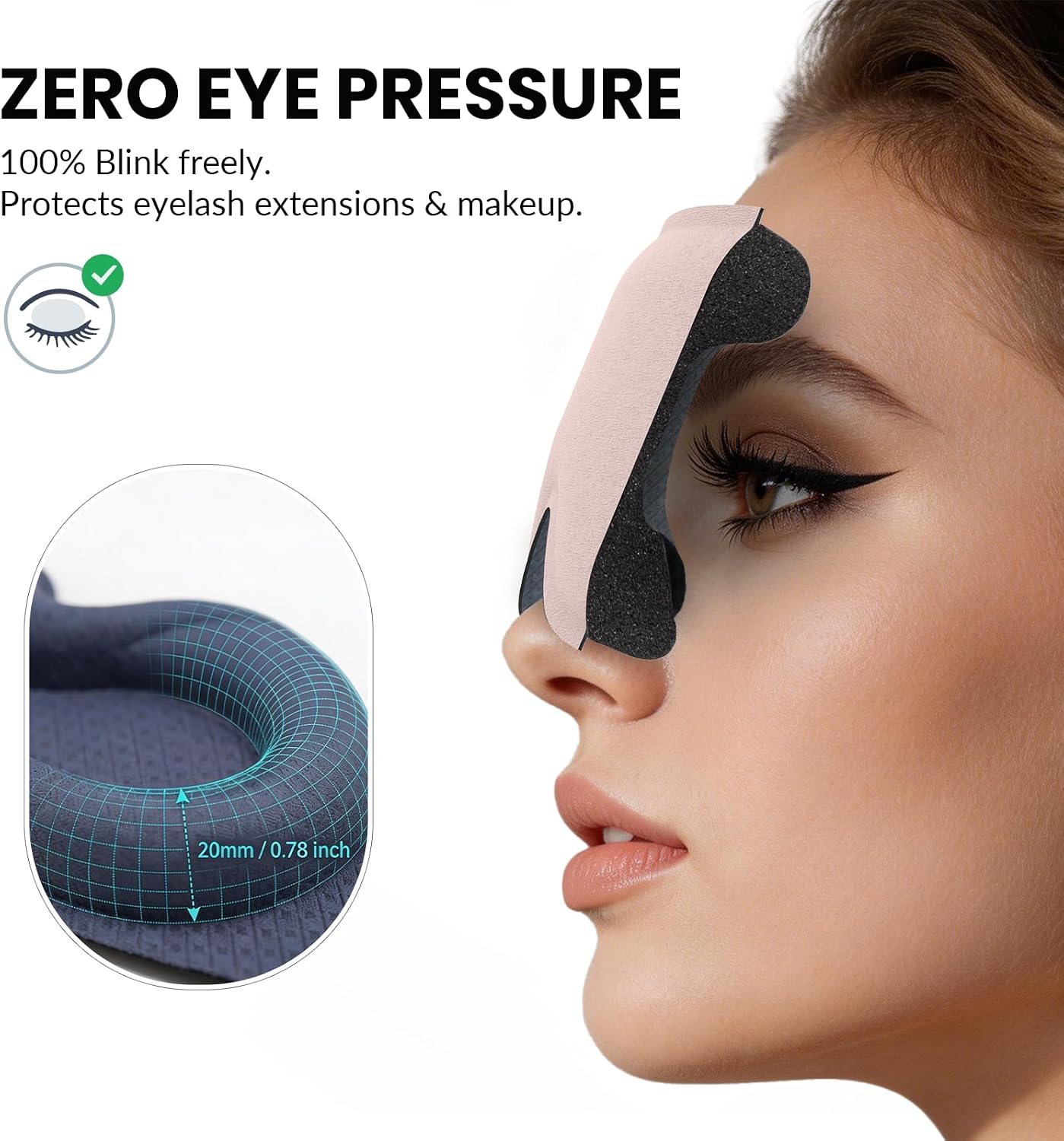 Maximum Blackout Sleep Mask for Deep Sleep, 3D Eye Mask with Spacious Eye Cups, Zero Eye Pressure, Long Eyelash & Lash Extension Friendly, Eye Cover for Travel/Shift Work/Daytime Sleep, Black