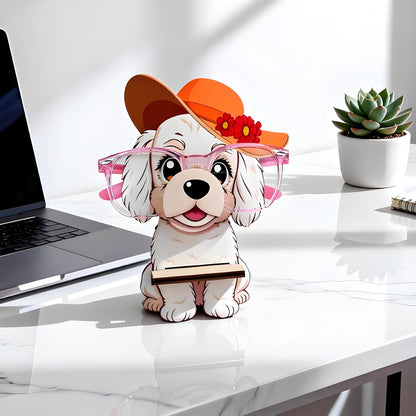 Poodle Eyeglass Holder Cute Dog Stand Eyewear Organizer, Securely Hold Eyeglasses for Office Bedside Nightstand Desk Home Decor Gifts