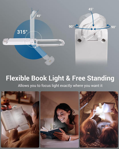 DEWENWILS USB Rechargeable Book Reading Light, Clip on Book Light (Blue)