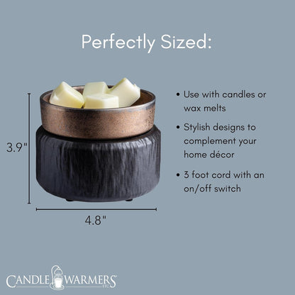 Candle Warmers ETC 2-in-1 Candle and Fragrance Warmer for Warming Scented Candles or Wax Melts and Tarts with to Freshen Room, Pewter Walnut