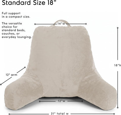 Nestl Reading Pillow with Shredded Memory Foam, Designed for Sitting Up in Bed and Couch, Back and Arms Adjustable Support for Adult & Teens Backrest Pillows for Reading, with Washable Cover Dark Grey