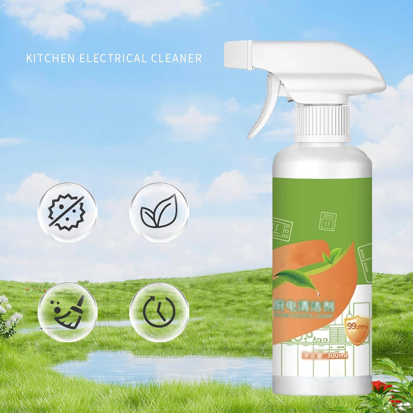 10.56oz Fly Natural Cleanse Formula to Household Appliances, Kitchen Cleaner Spray, Desengrasante Para Cocina for Hold,Oven,Stove,Range Hood(2PCS)