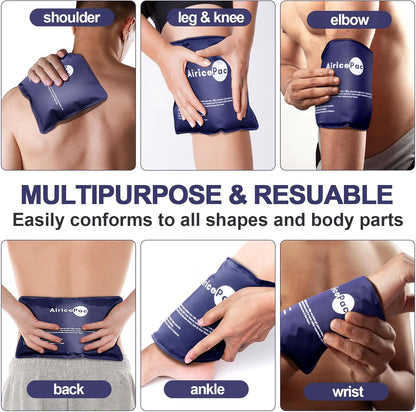 AiricePac Extra Large Gel Flexible Back Ice Packs for Injuries Reusable, 11”x 20” Cold Pack Wrap for Knee Leg Neck Shoulder Hip Back Pain Relief, Cold Compress Therapy for Swelling, Bruises, Surgery