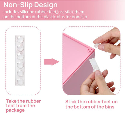 Vtopmart 4 Pack Small Clear Stackable Storage Drawers, Fits Narrow Spaces | Multi-Use Plastic Bins for Bathroom Cabinet Organizer, Makeup, Desk, Vanity, Undersink, Medicine ,Keeps Small Items Organized