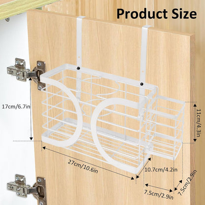 Elegant White Cabinet Door/Wall Mounted 3-in-1 Hair Dryer Holder | Stylish Bathroom Organiser, For Hair Dryer & Straightener, Hair Brush & Accessories