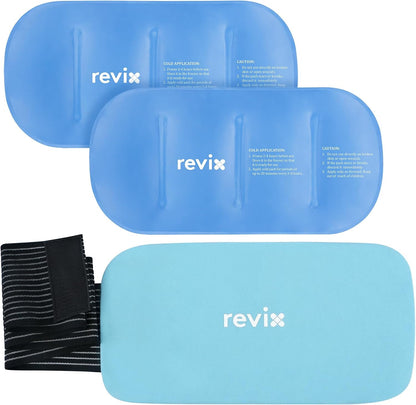 REVIX Ice Pack for Injuries Reusable, 2-Pack Hot & Cold Gel Wrap with Strap