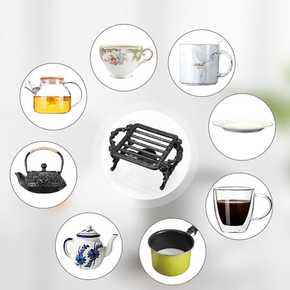 Sumnacon Tea Warmer Cast Iron Tea Pot Warmer with Tealight Candle Holder Sturdy Functional Teapot Warmer Stand for Office Party or Desk RetroTea Pot Heater for Heating Milk,Tea,Coffee,Food